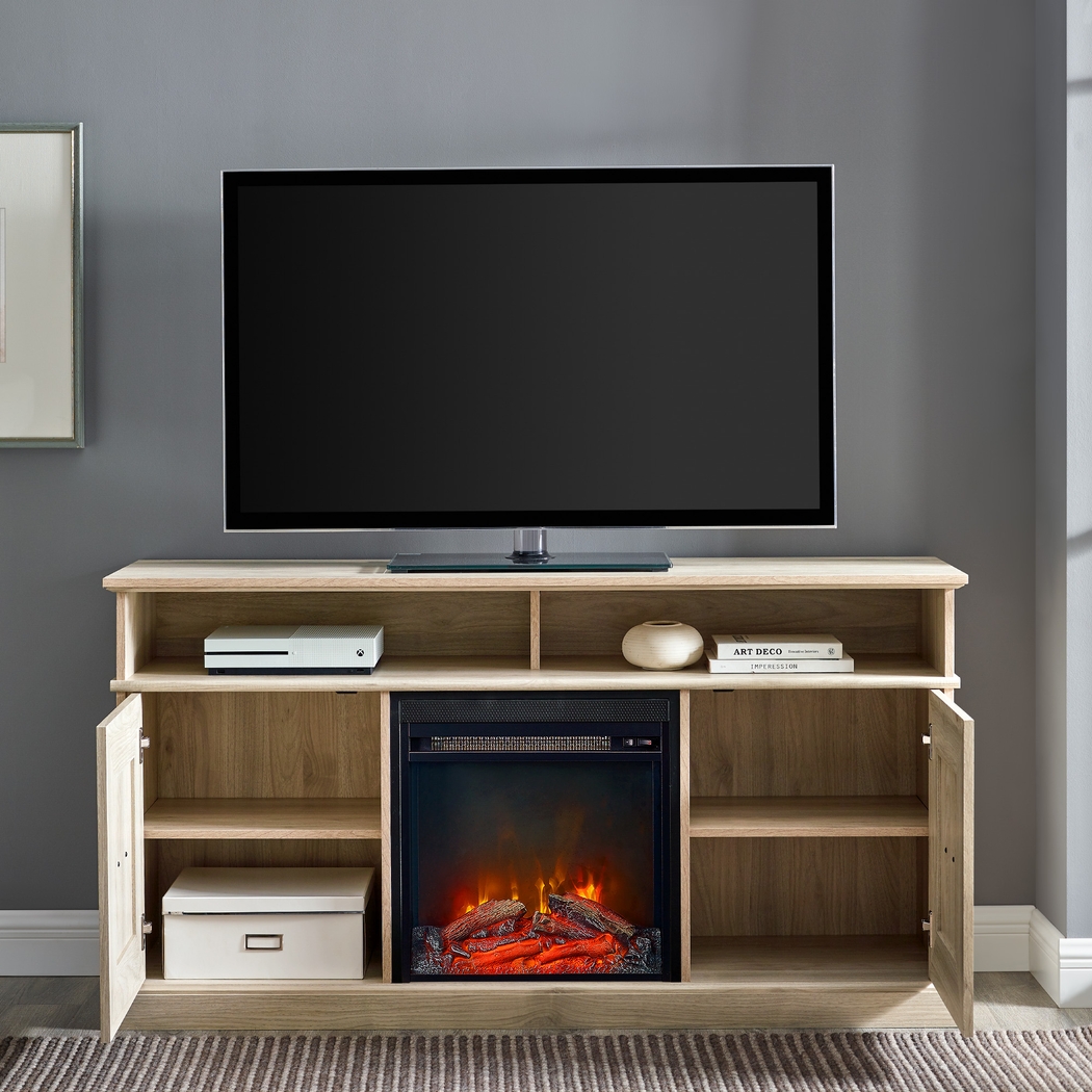 Brassiewood Birch 58 in. Console With Electric Fireplace - Thumbnail - Image 6