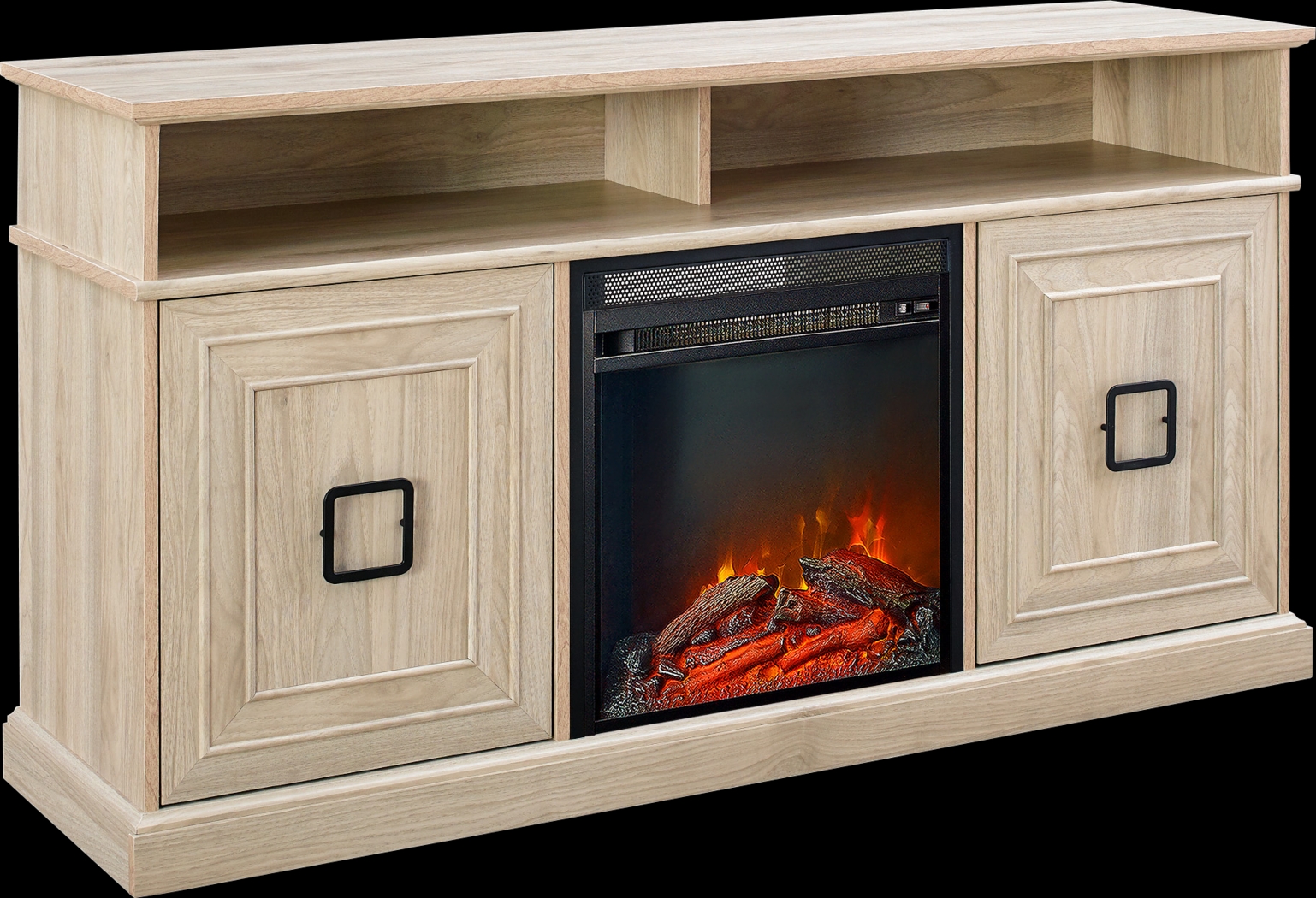 Brassiewood Birch 58 in. Console With Electric Fireplace - Thumbnail - Image 1