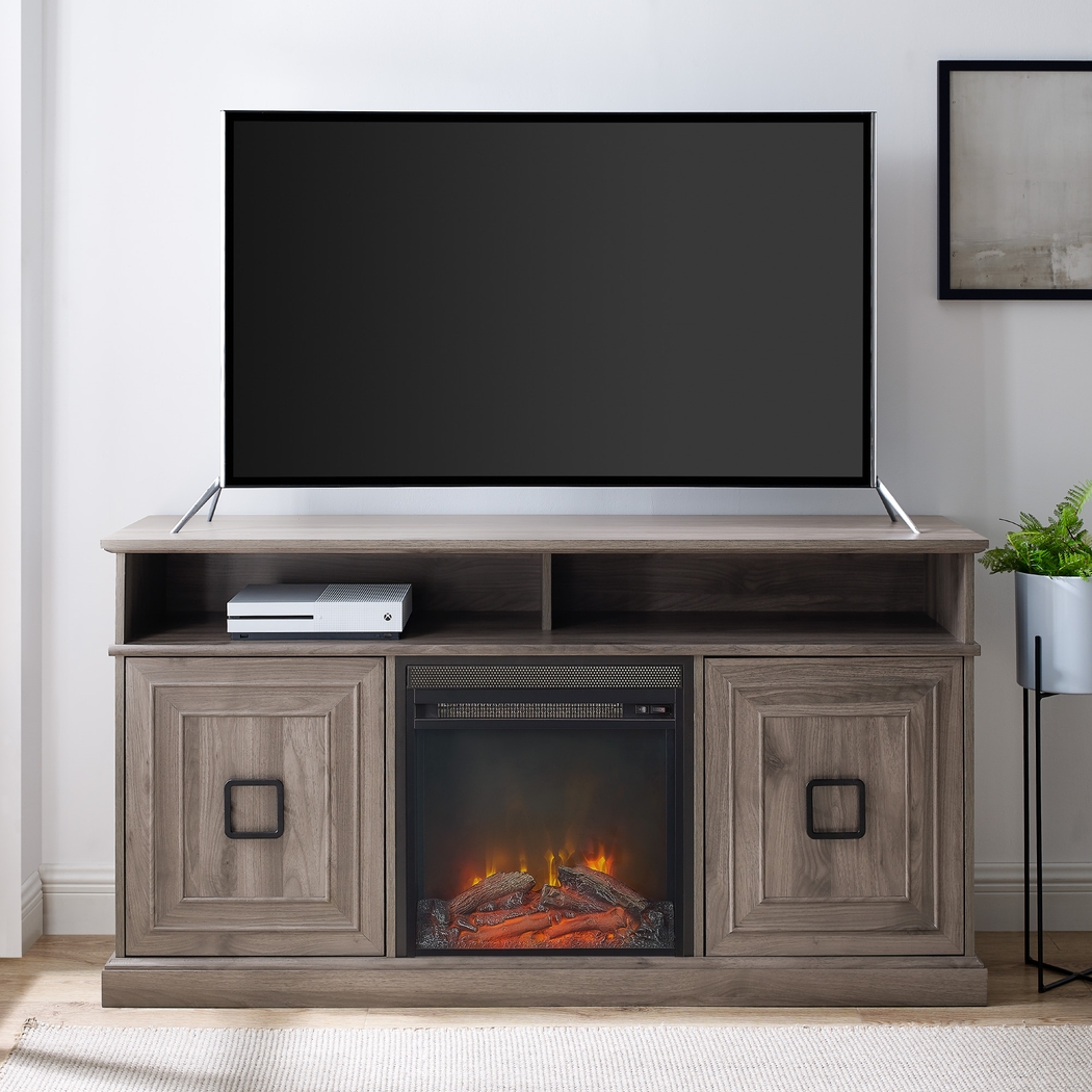 Brassiewood Gray 58 in. Console With Electric Fireplace - Thumbnail - Image 5