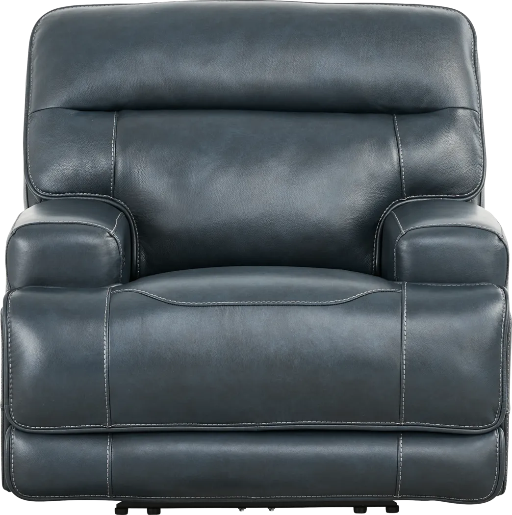 Brayden Blue Leather Dual Power Recliner - Thumbnail - Image 2