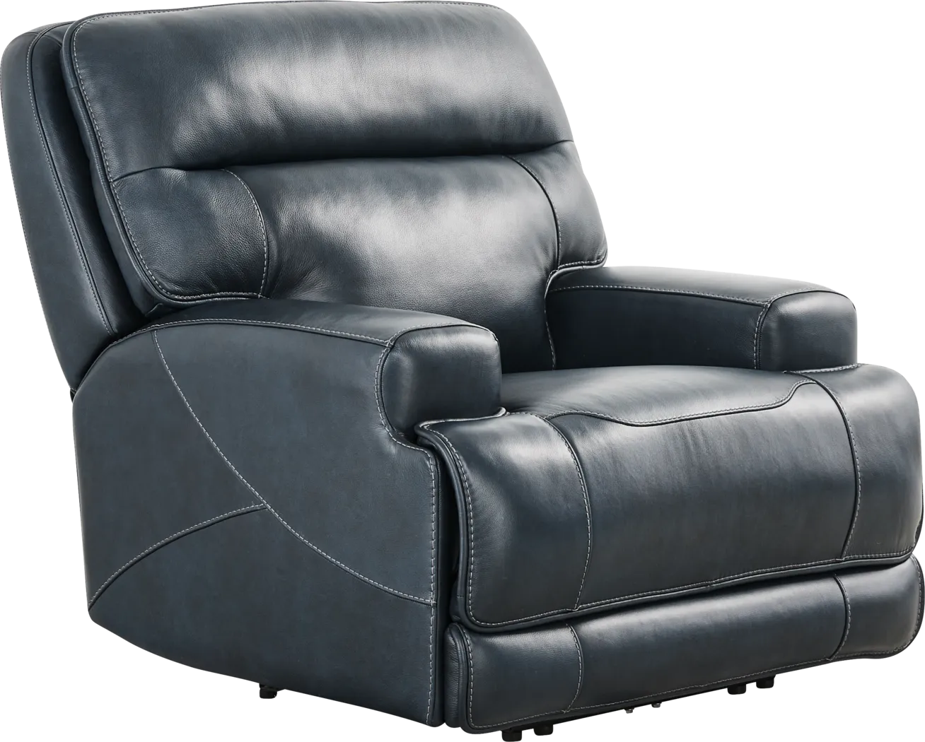 Brayden Blue Leather Dual Power Recliner - Thumbnail - Image 3