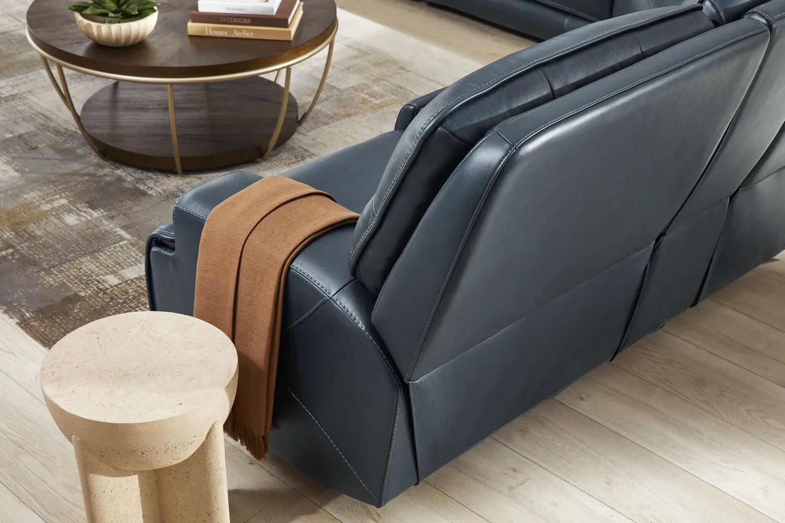 Brayden Blue Leather 7 Pc Dual Power Reclining Living Room - Image 7