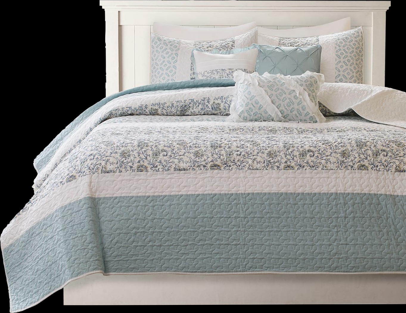 Brayln Blue 6 pc Full/Queen Quilt Set - Thumbnail - Image 1