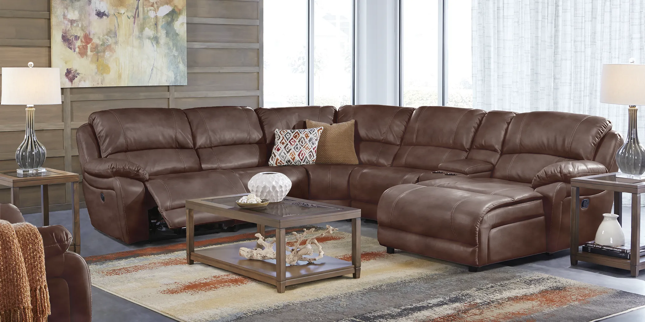 Cindy Crawford Home Breckenridge Hills Mahogany 6 Pc Reclining Sectional - Thumbnail - Image 2