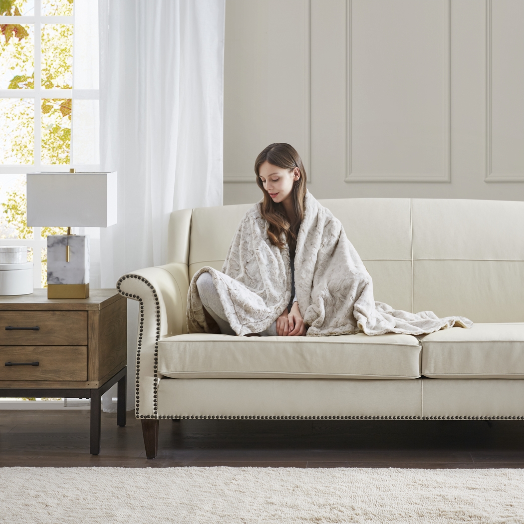 Bregenz Off-White Throw Blanket - Thumbnail - Image 2