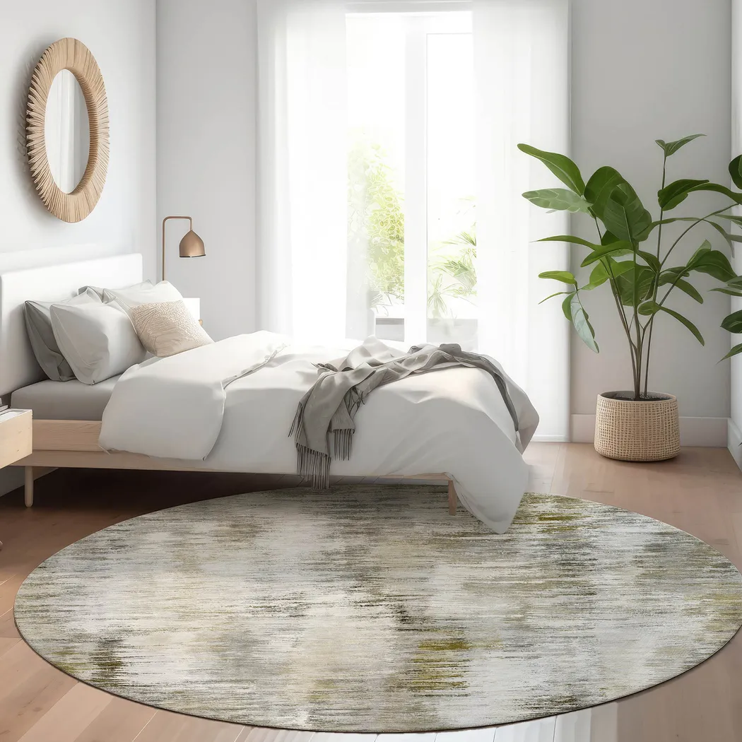 Breka Brown 8' Round Machine Washable Rug - Thumbnail - Image 2