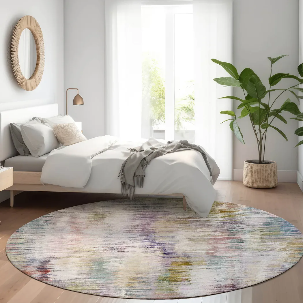 Breka Multi 8' Round Machine Washable Rug - Thumbnail - Image 2