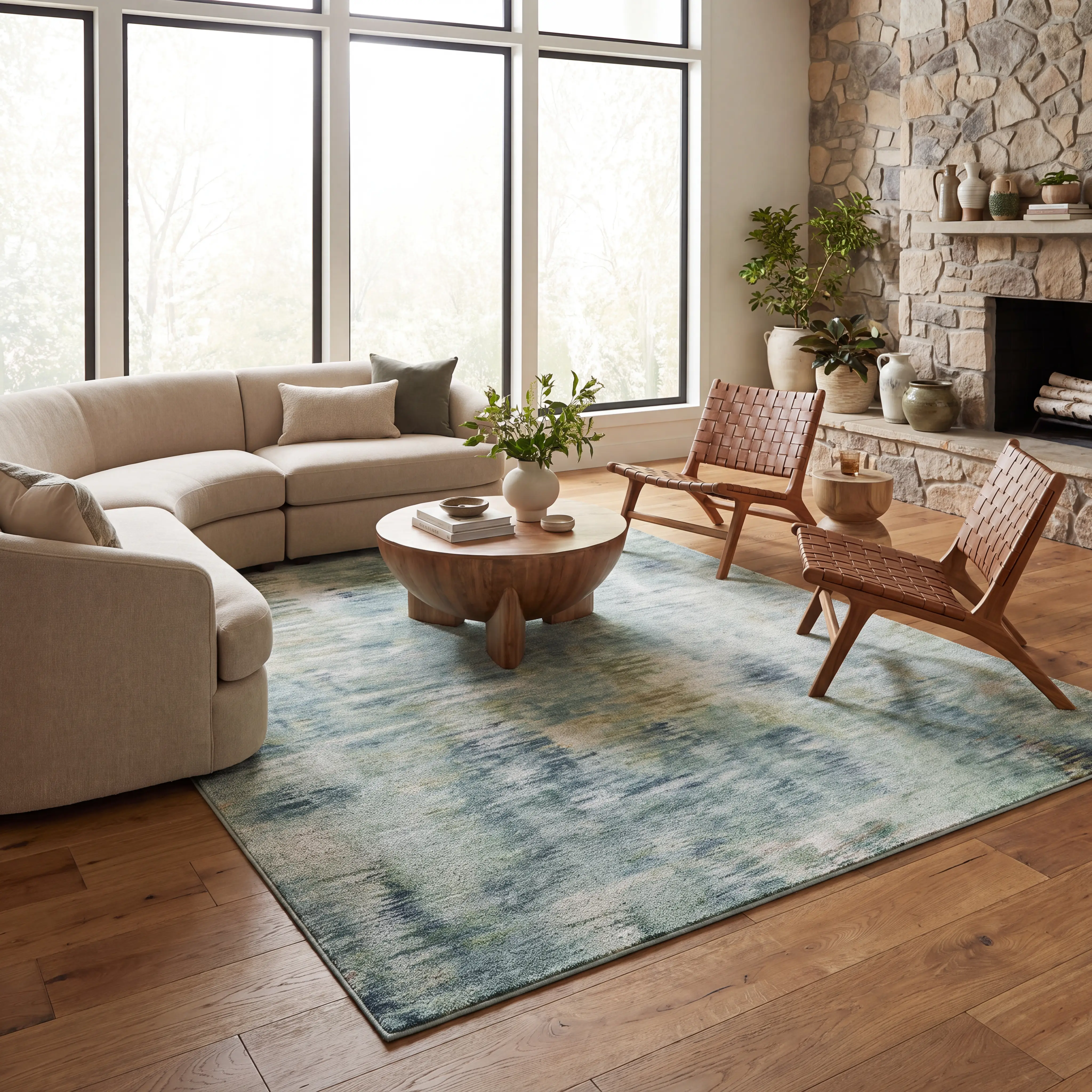 Breka Teal 5' x 8' Machine Washable Rug - Thumbnail - Image 3