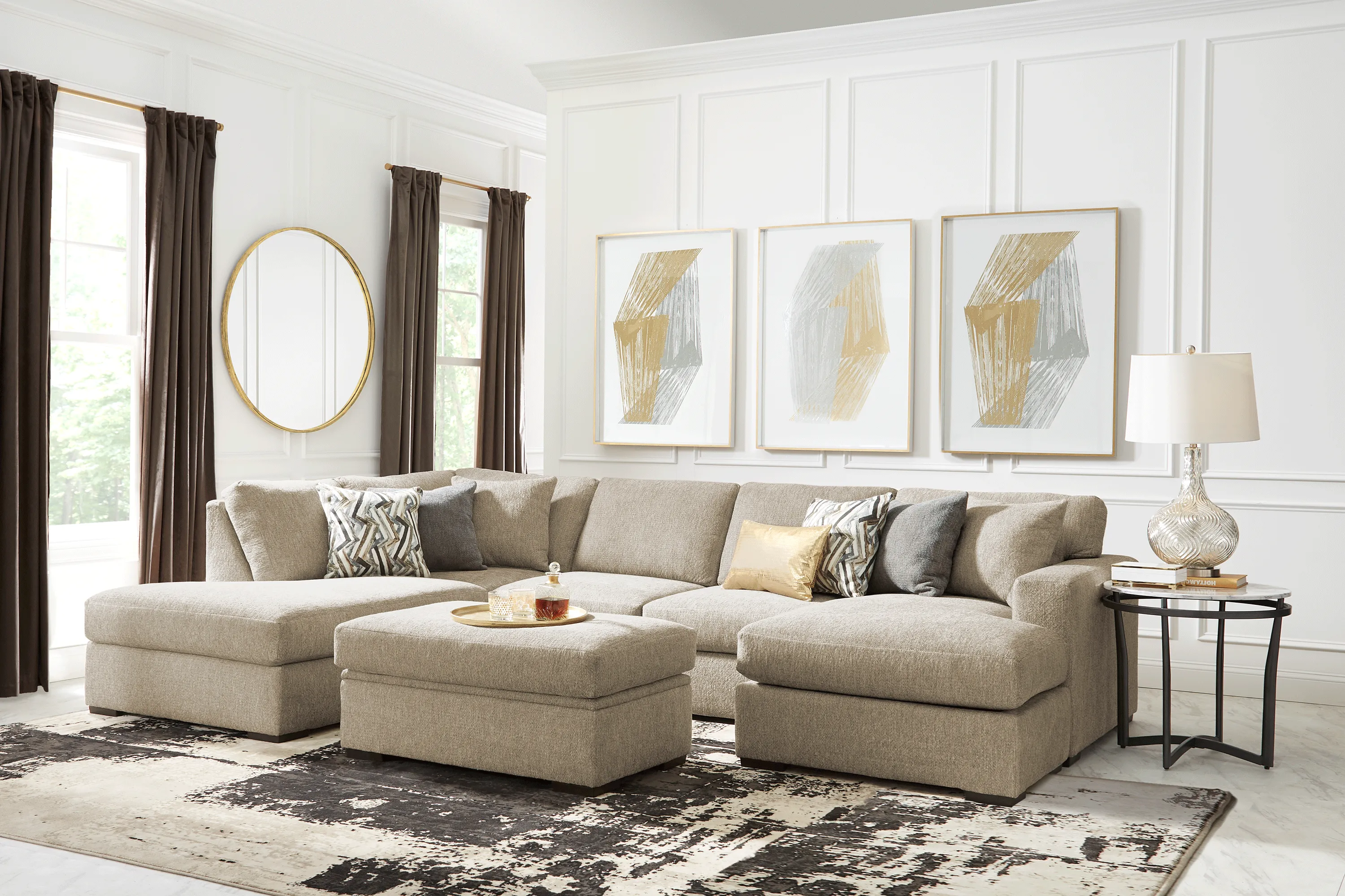 Bremen Beige 3 Pc Sectional Living Room - Thumbnail - Image 1