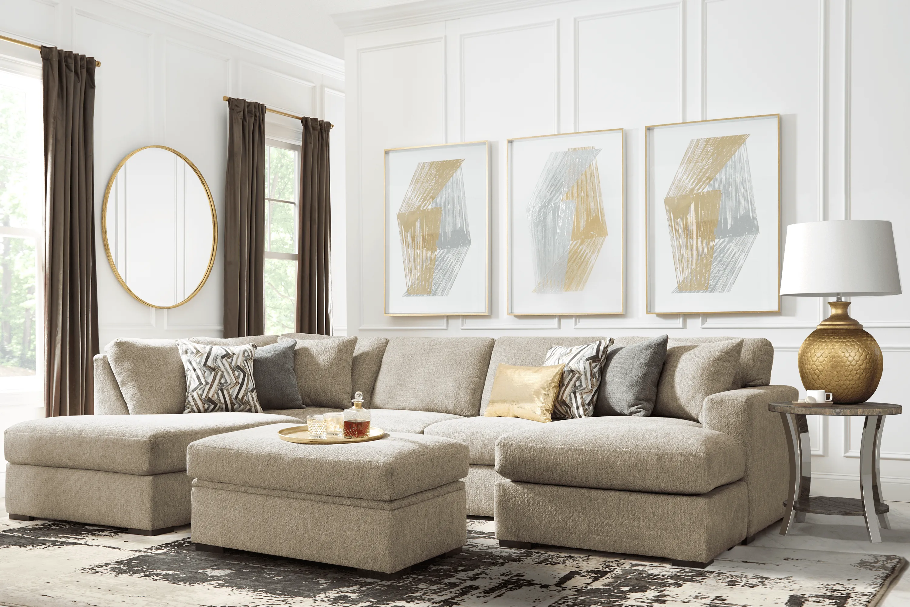 Bremen Beige 5 Pc Sectional Living Room - Thumbnail - Image 1