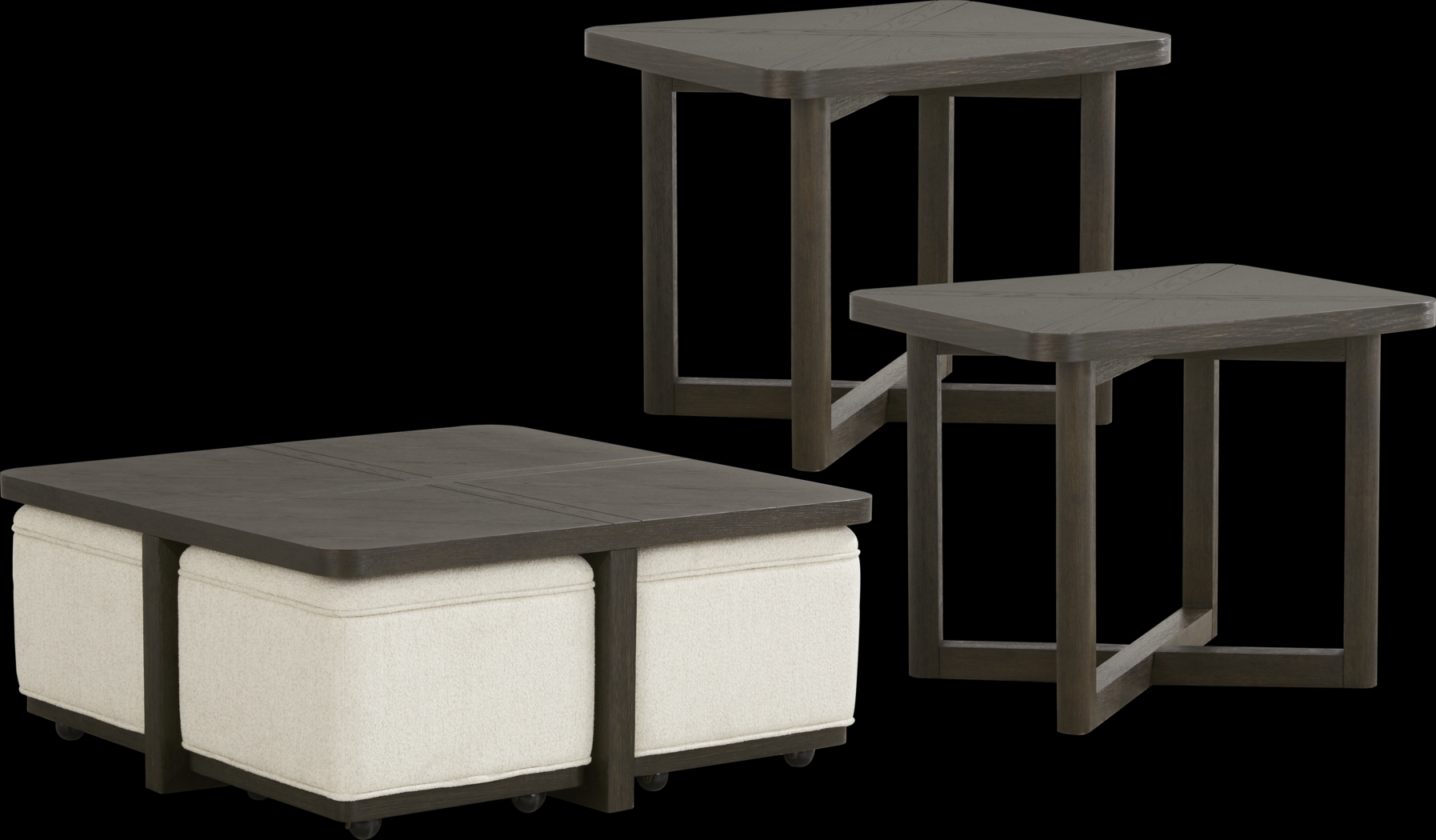 Bremen Charcoal 3 Pc Table Set with Four Ottomans - Thumbnail - Image 1