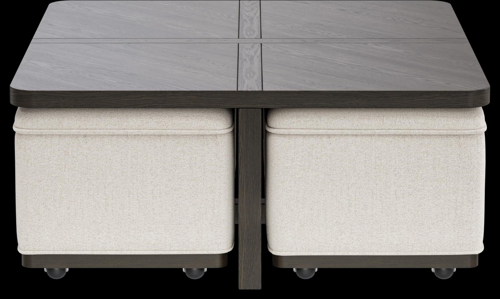 Bremen Charcoal Cocktail Table with Four Ottomans - Thumbnail - Image 1