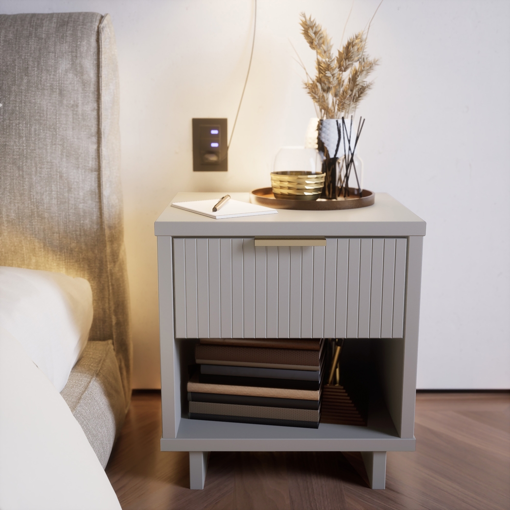 Bremmer V Light Gray Nightstand - Thumbnail - Image 2