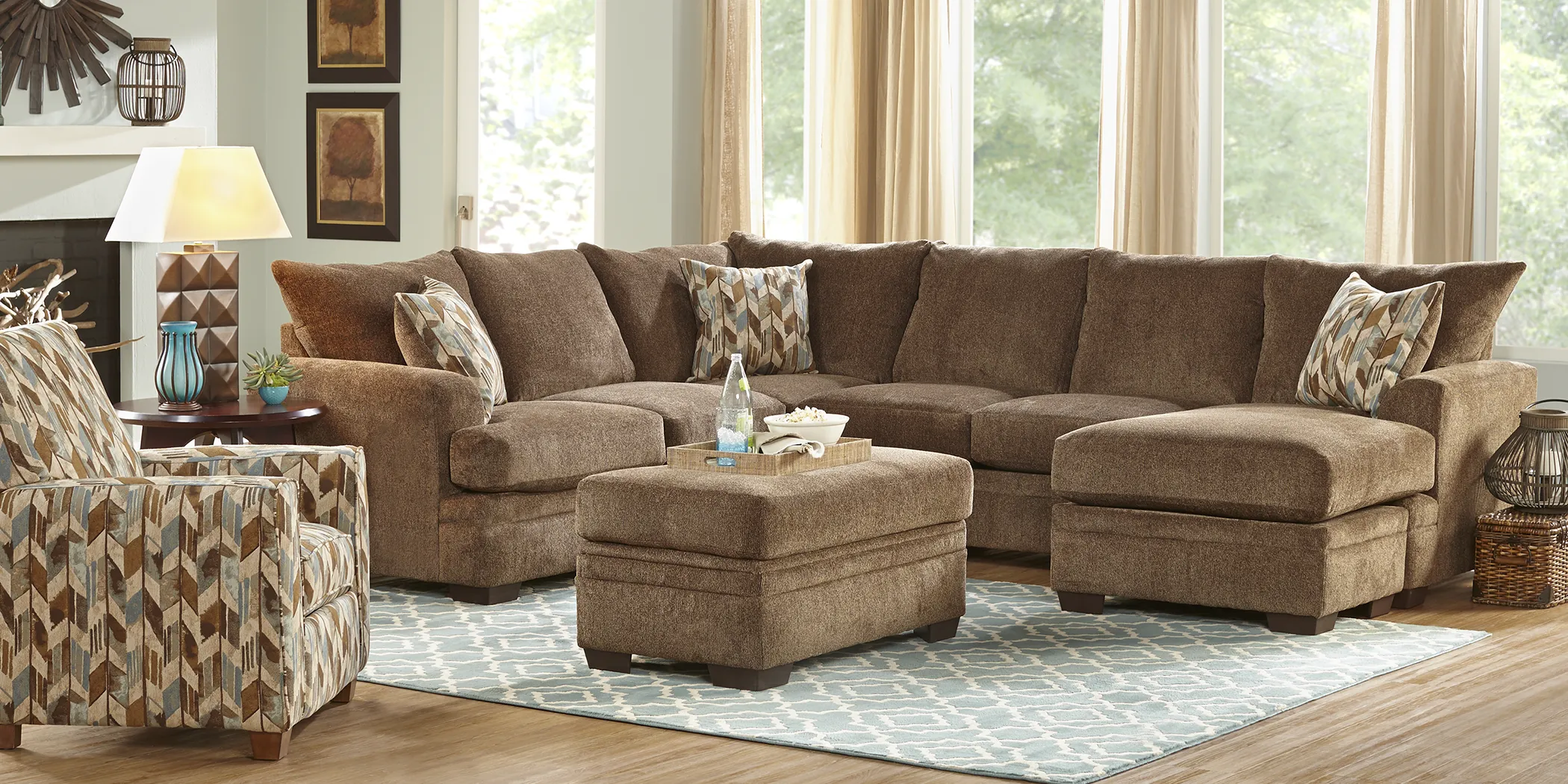 Brenton Court Cocoa 3 Pc Sectional Living Room - Thumbnail - Image 1