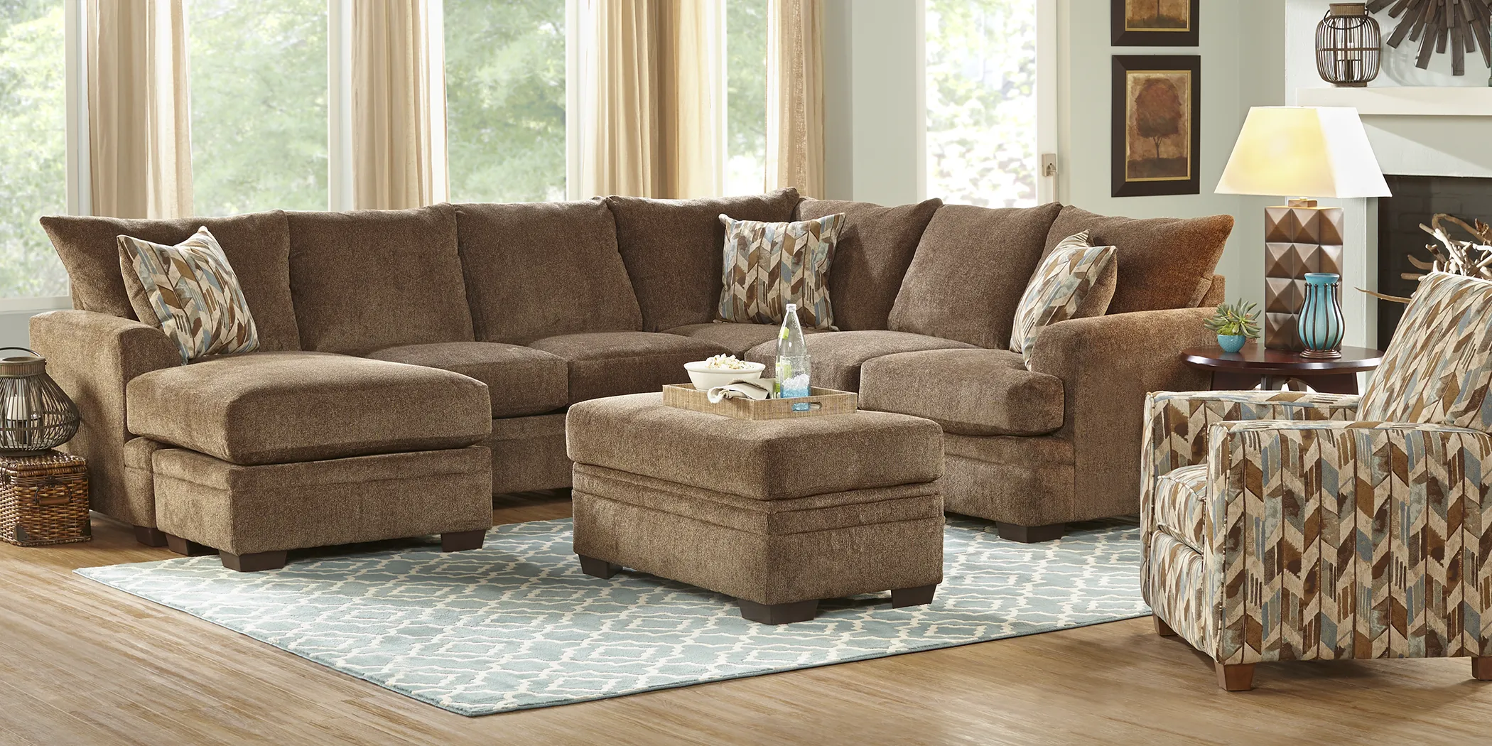 Brenton Court Cocoa 3 Pc Sectional Living Room - Thumbnail - Image 1