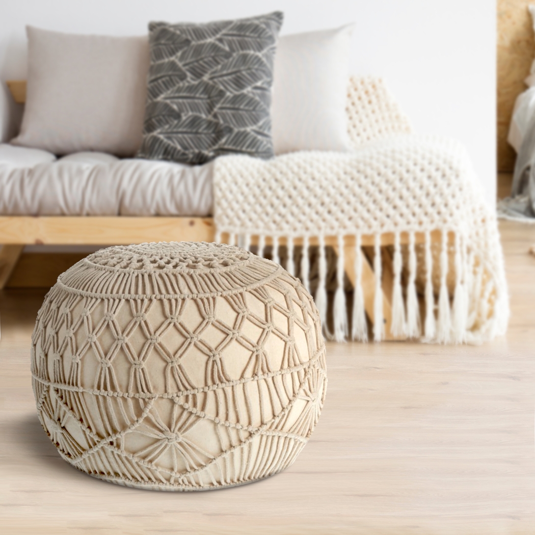 Bresian Beige/Natural Pouf - Thumbnail - Image 3