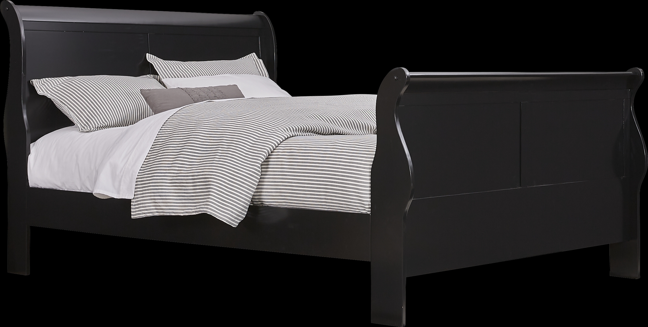 Brevard Black 3 Pc Queen Sleigh Bed - Thumbnail - Image 1