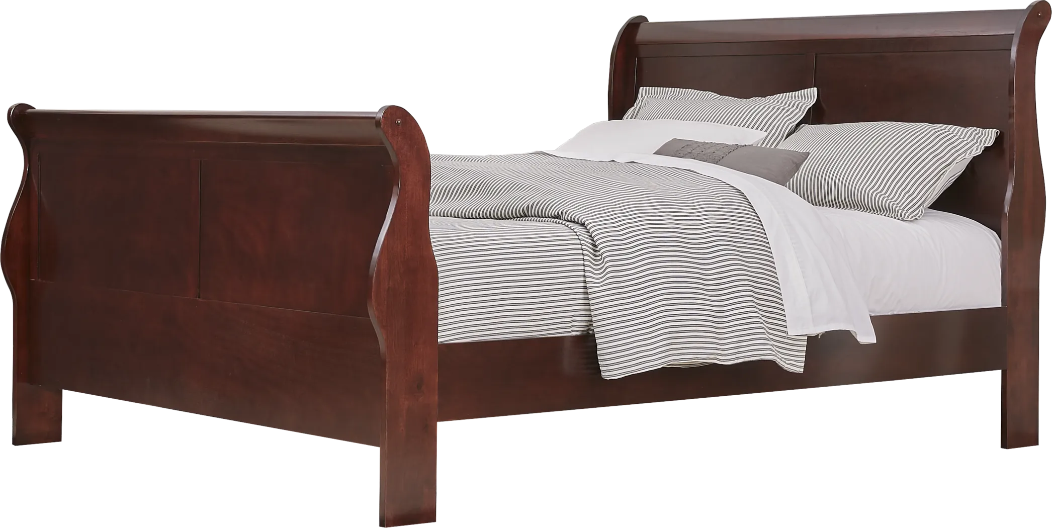 Brevard Brown Cherry 3 Pc Queen Sleigh Bed - Thumbnail - Image 1