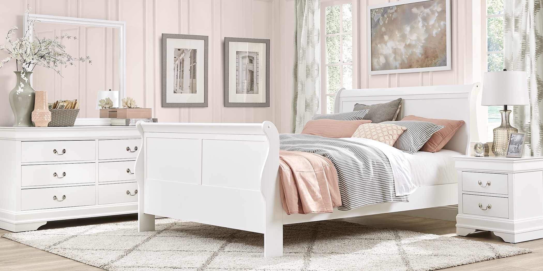 Brevard White 3 Pc King Sleigh Bed - Thumbnail - Image 2