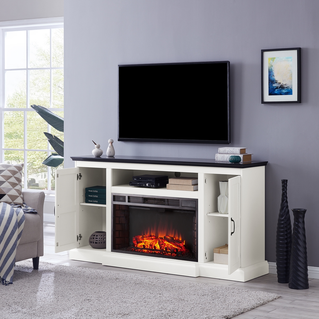 Breyfogle White 66 in. Console With Electric Log Fireplace - Thumbnail - Image 10