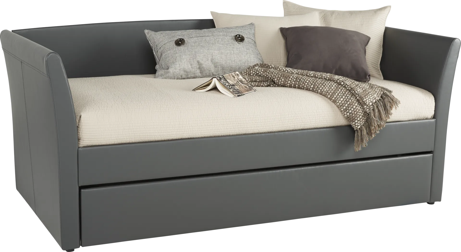Brianne Gray Daybed with Trundle and 2 Mattresses - Thumbnail - Image 1