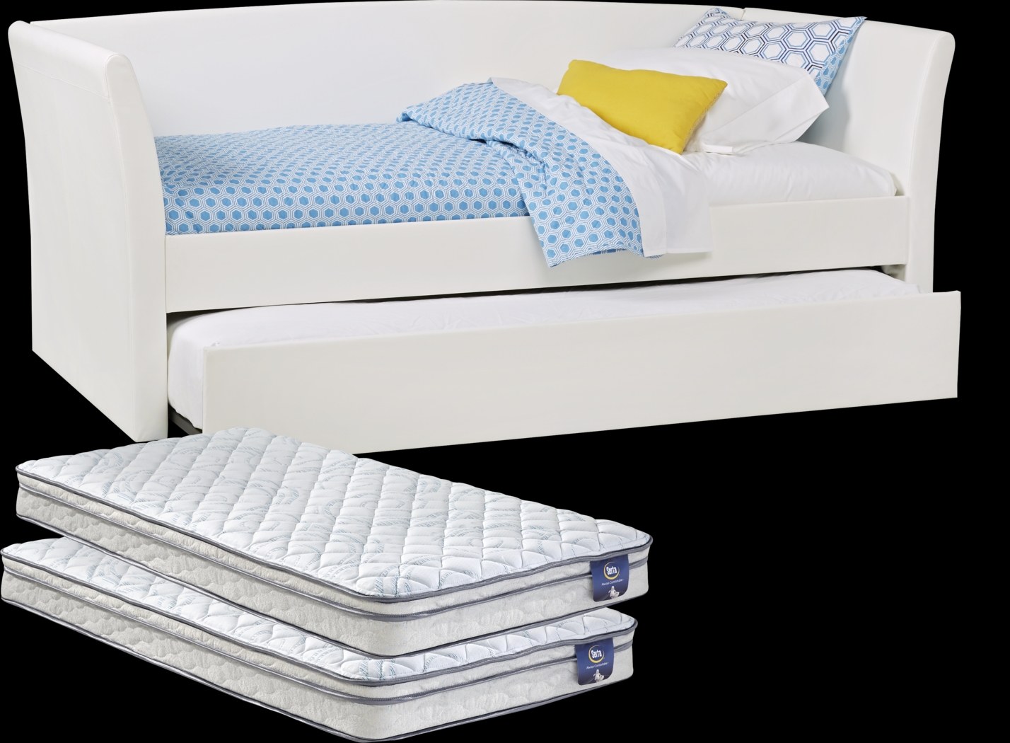 Brianne White Daybed with Trundle and 2 Mattresses - Thumbnail - Image 1