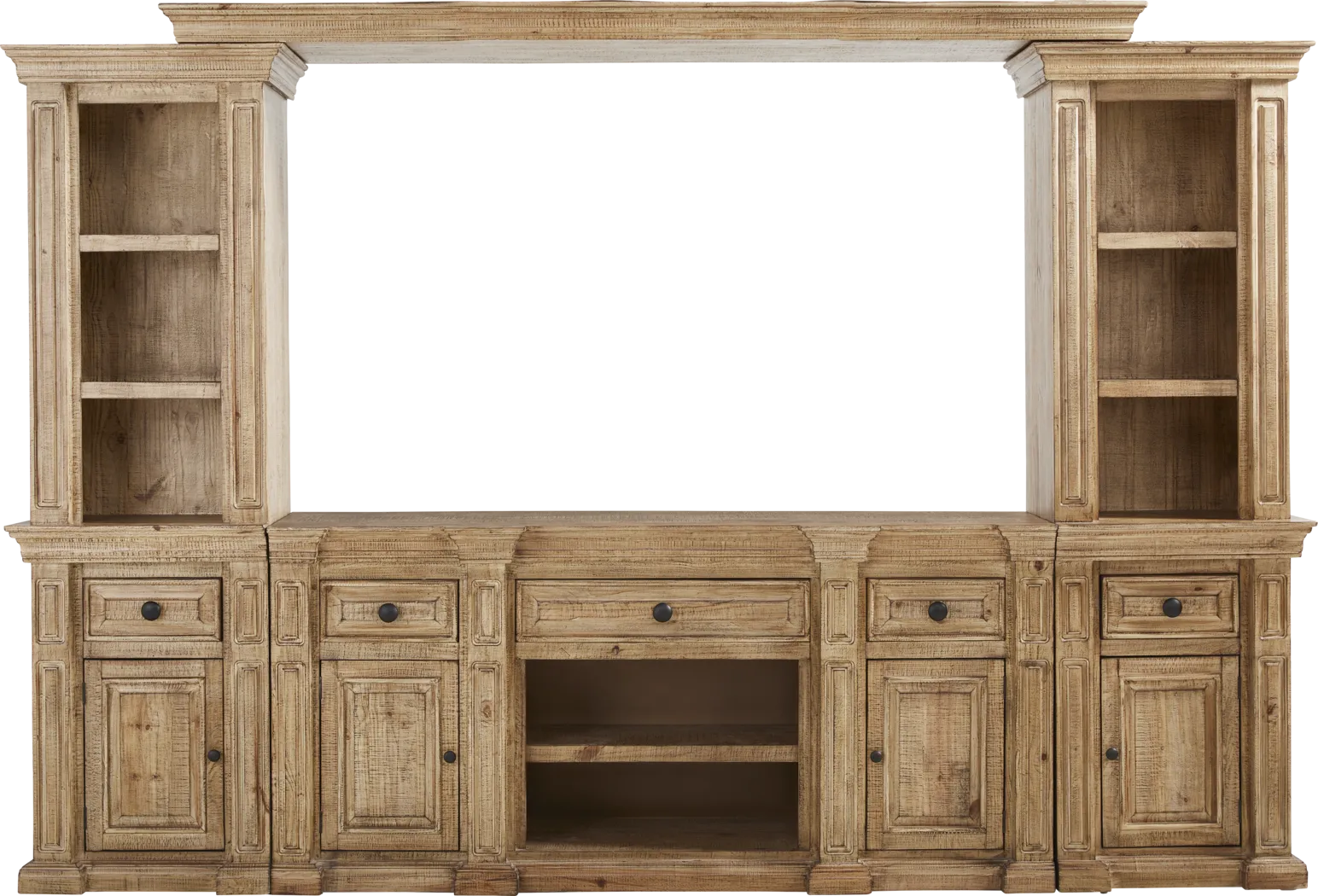 Briar Hill Natural 4 Pc Wall Unit with 72 in. Console - Thumbnail - Image 1