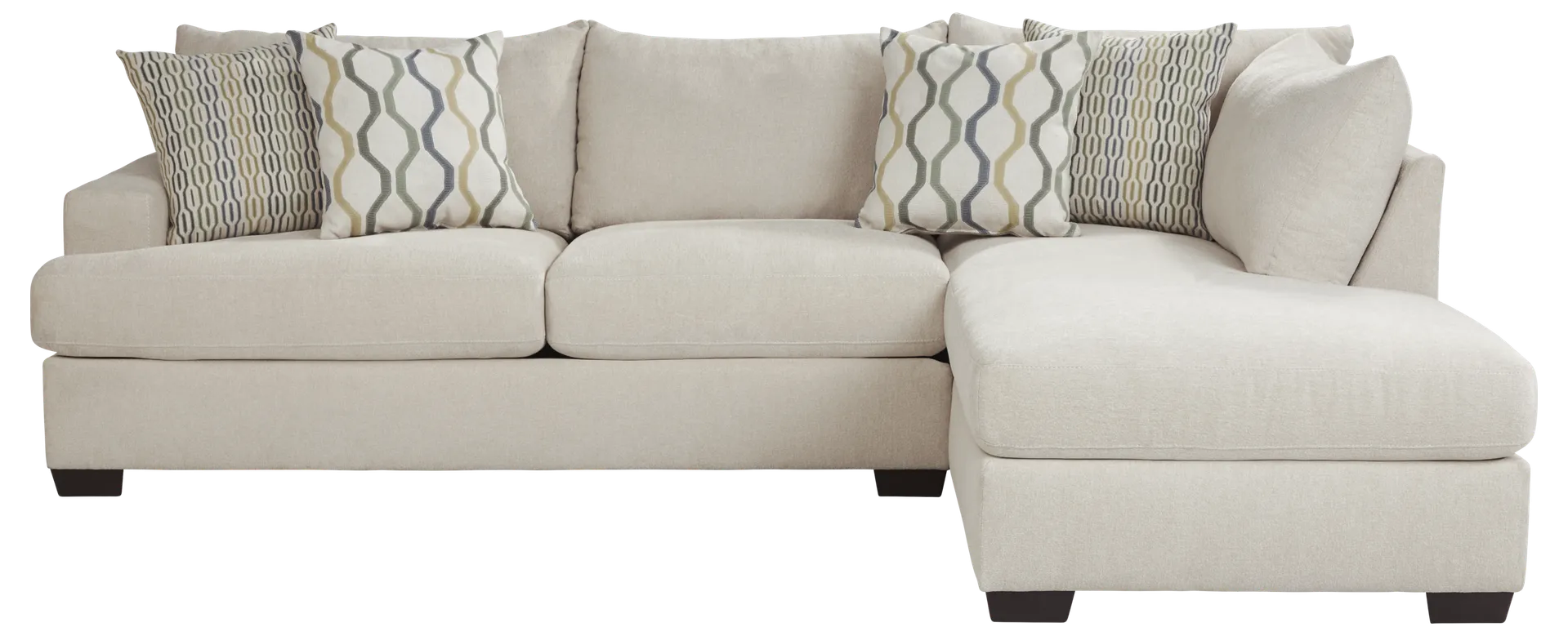 beige 2 pc right arm chaise sectional