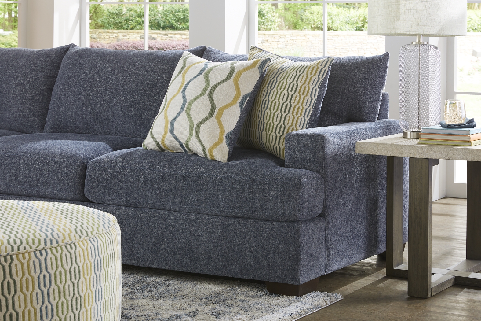 Briar Street Blue Chenille 5 Pc Sectional Living Room - Thumbnail - Image 3