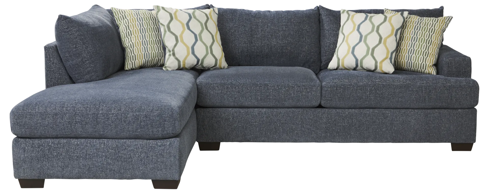 blue 2 pc left arm chaise sectional
