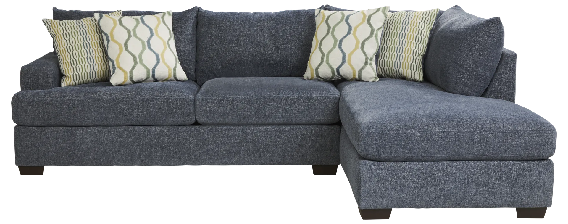 blue 2 pc right arm chaise sectional