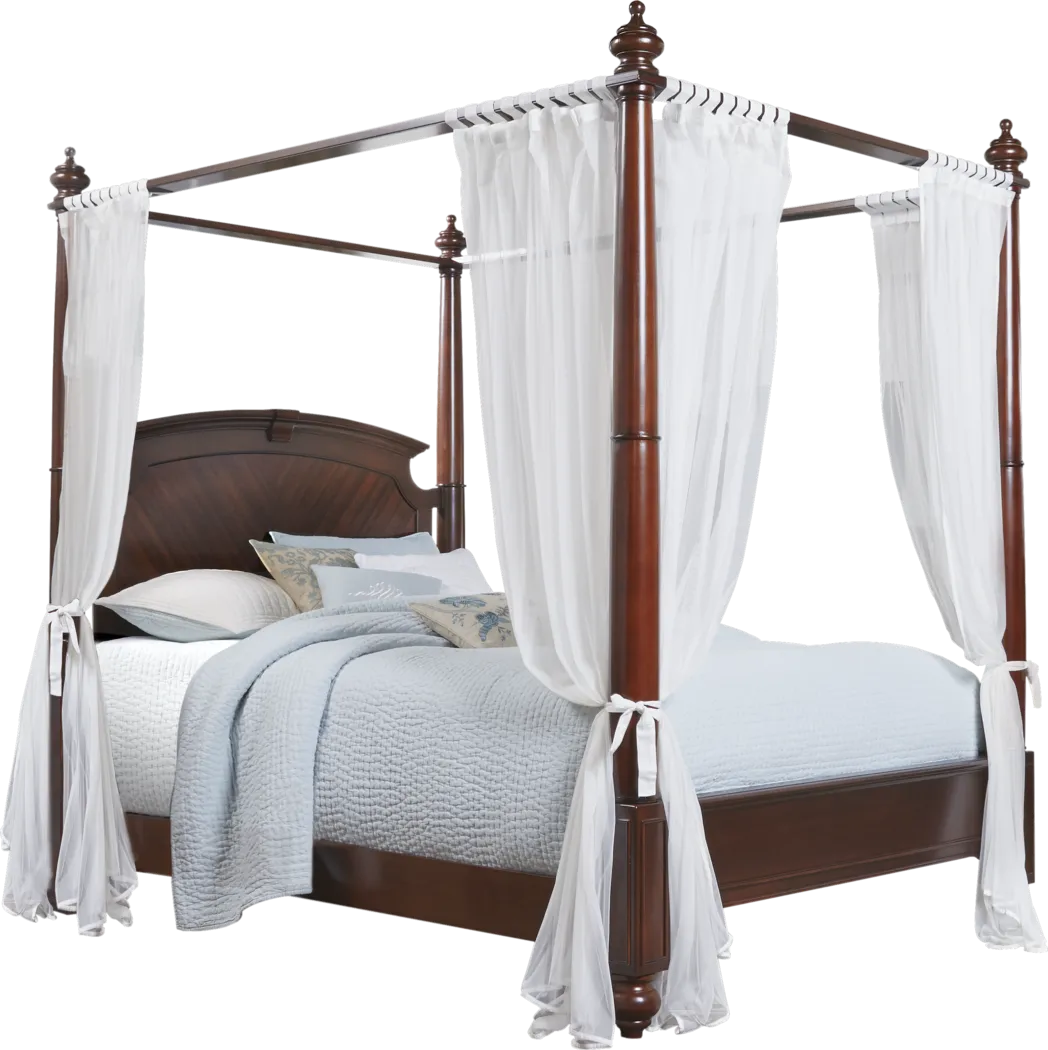 Briarcliff Walnut 4 Pc Queen Canopy Bed - Thumbnail - Image 1