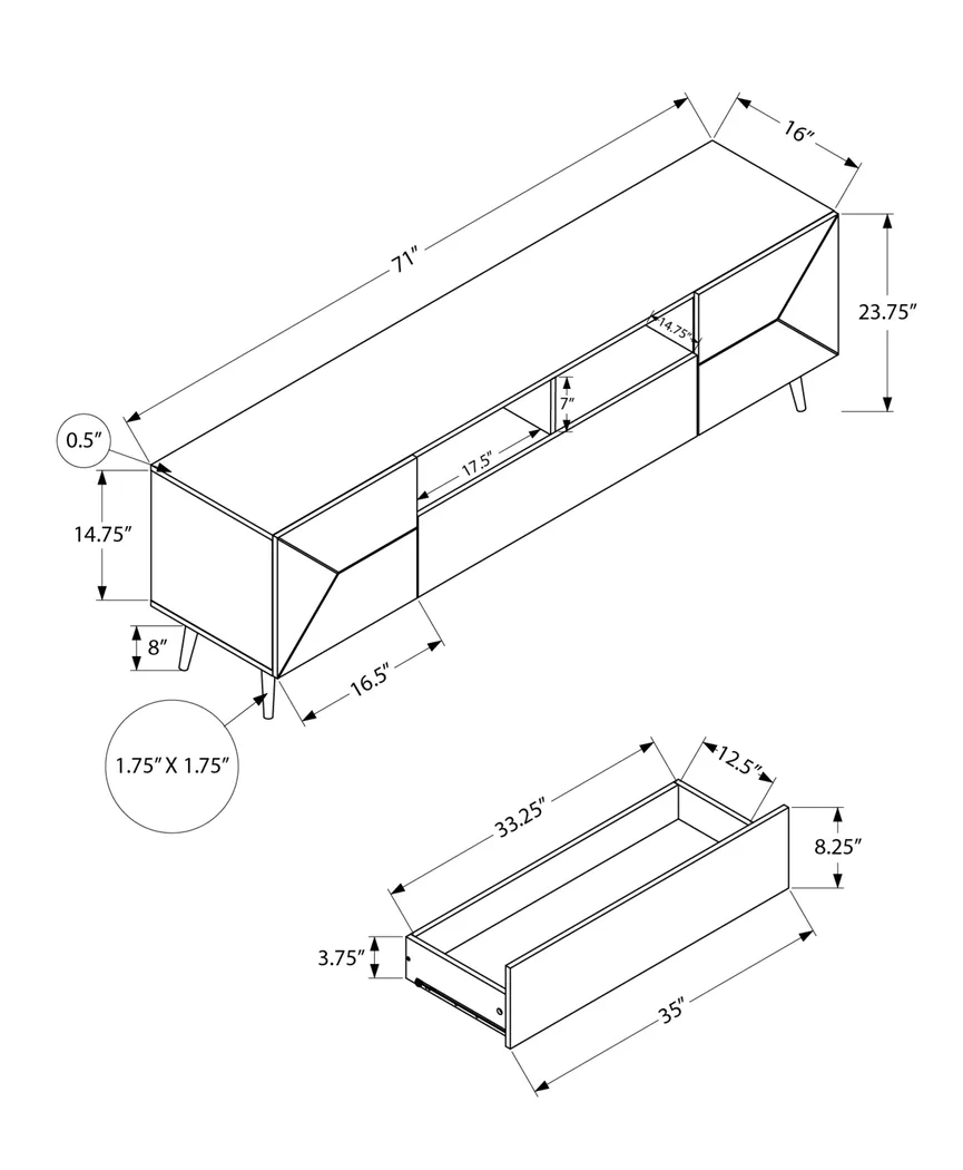 Bridgeware Brown 71 in. Console - Thumbnail - Image 7