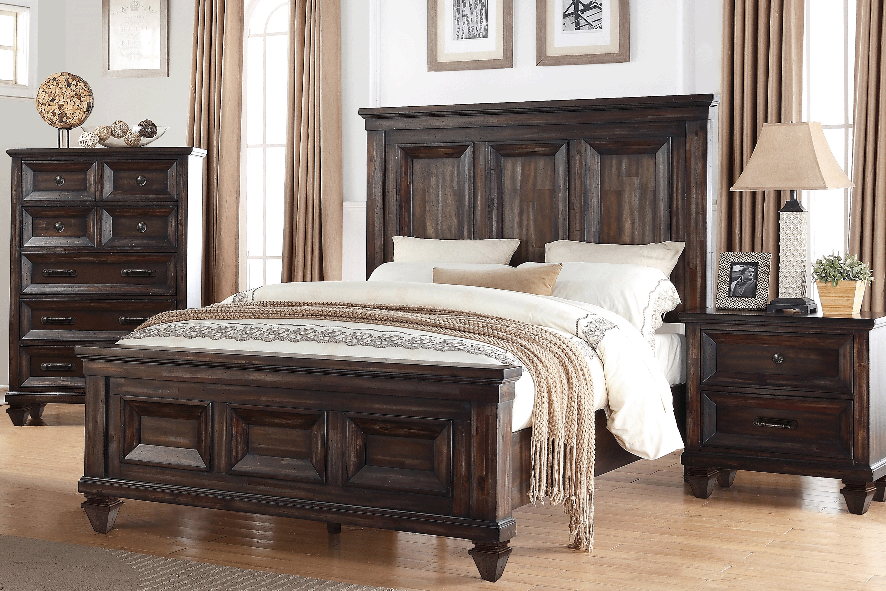Bridgewood Walnut 5 Pc King Panel Bedroom - Thumbnail - Image 1