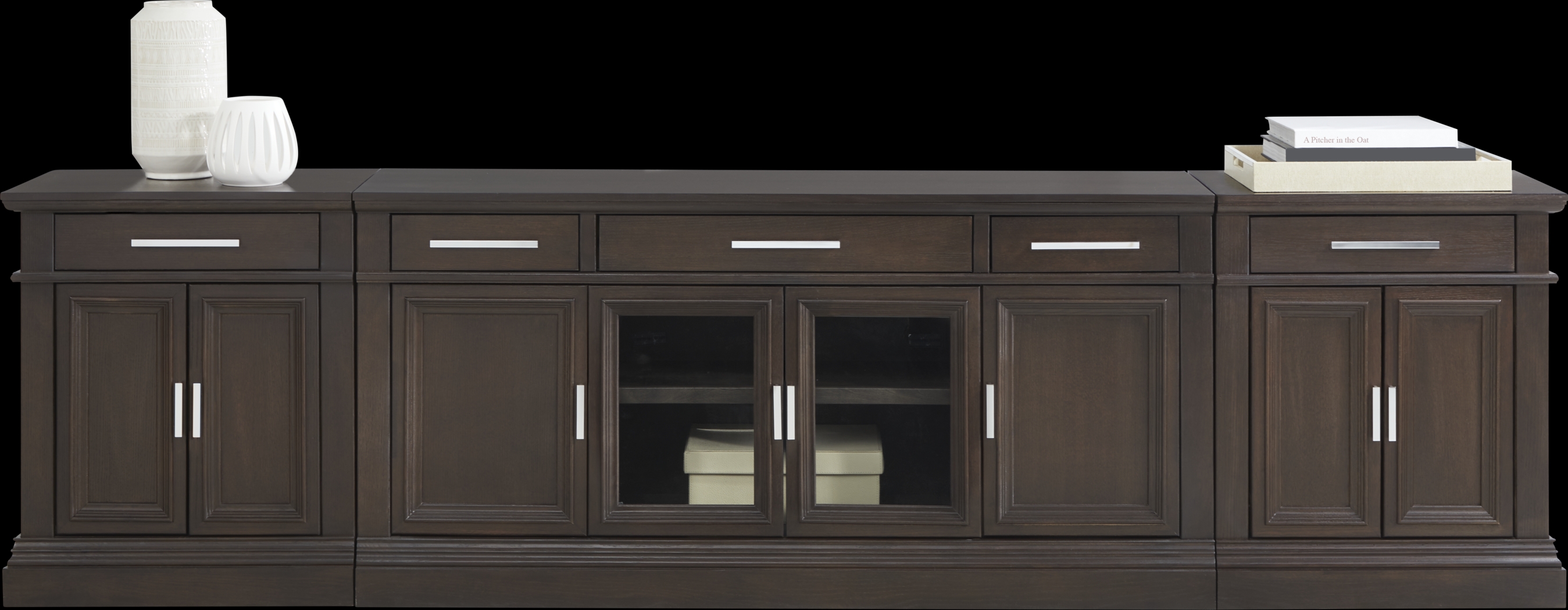 Brightwood Brown 3 Pc Wall Unit with 66 in. Console - Thumbnail - Image 2