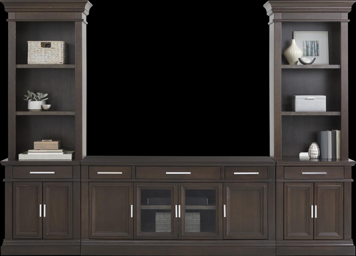 Brightwood Brown 5 Pc Wall Unit with 66 in. Console - Thumbnail - Image 2