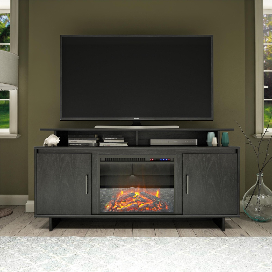 Brigitta Black 59 in. Console with Electric Fireplace - Thumbnail - Image 2