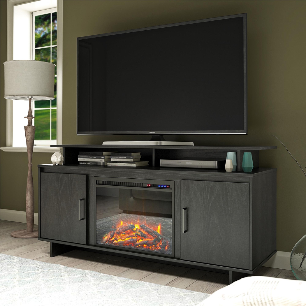 Brigitta Black 59 in. Console with Electric Fireplace - Thumbnail - Image 4