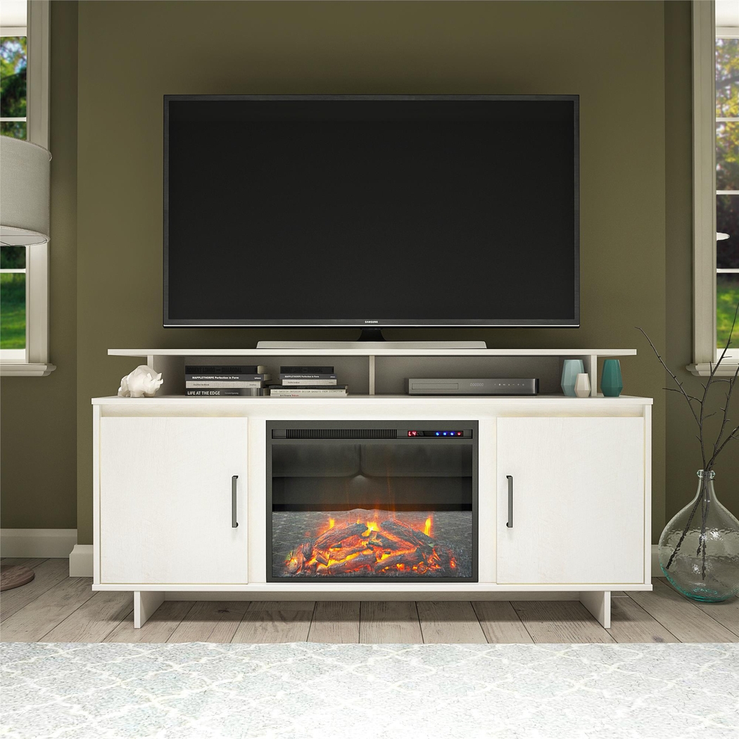 Brigitta Ivory 59 in. Console with Electric Fireplace - Thumbnail - Image 2