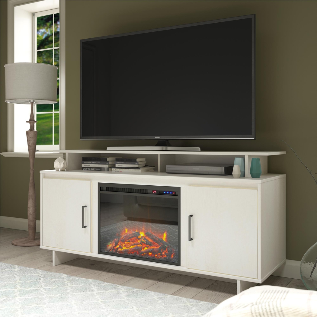 Brigitta Ivory 59 in. Console with Electric Fireplace - Thumbnail - Image 4