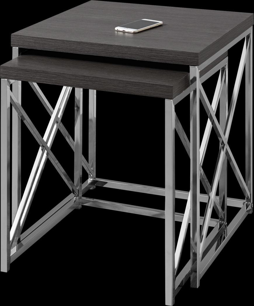 Brillock Charcoal Chrome Nesting Tables - Thumbnail - Image 1