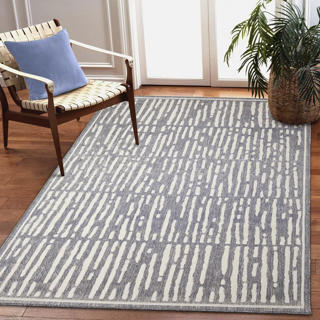 Brimley Blue 6'6 x 9'4 Indoor/Outdoor Rug - Thumbnail - Image 3