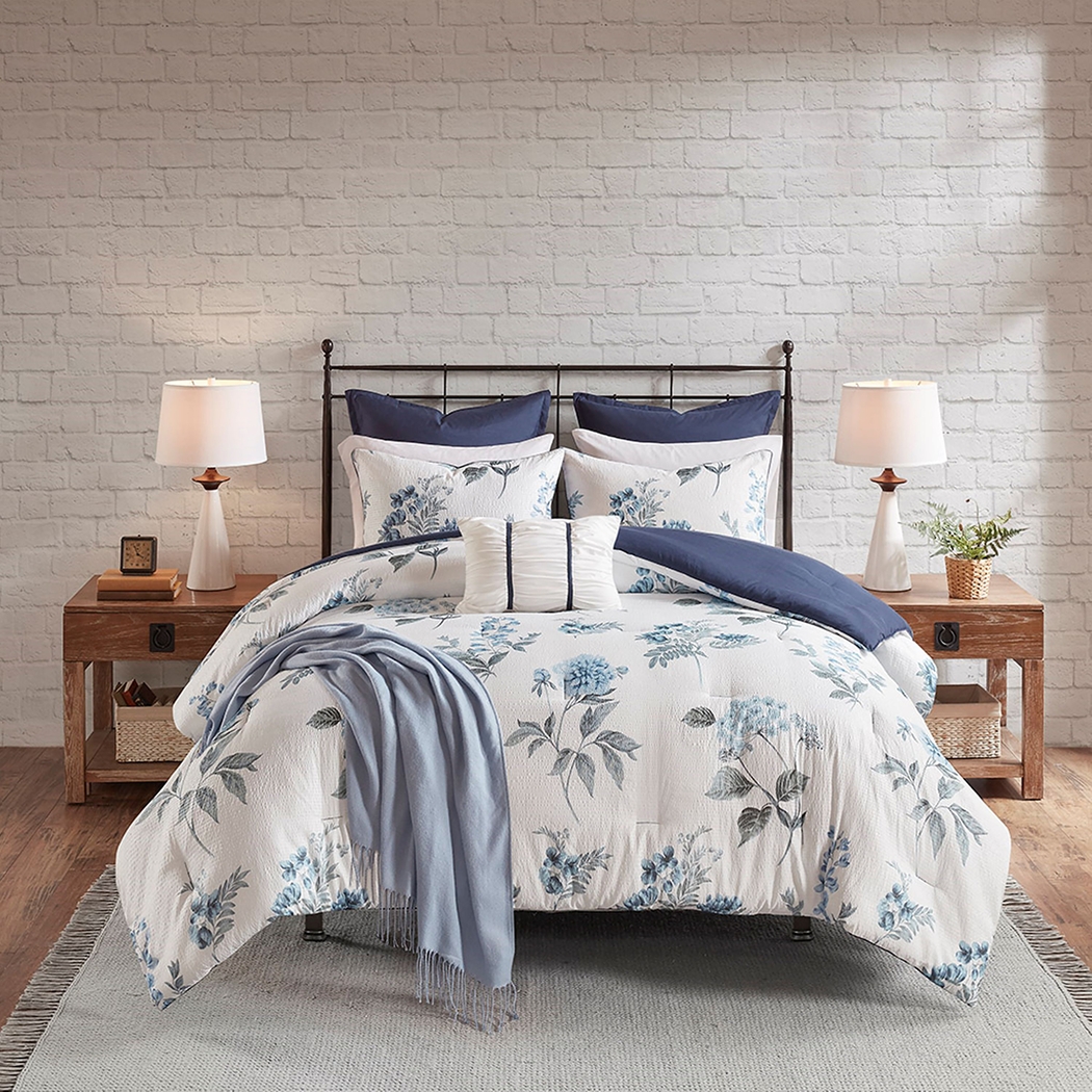 Brindan Blue 7 pc Full/ Queen Comforter Set - Thumbnail - Image 2