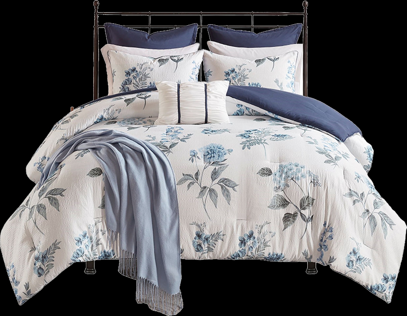 Brindan Blue 7 pc Full/ Queen Comforter Set - Thumbnail - Image 1