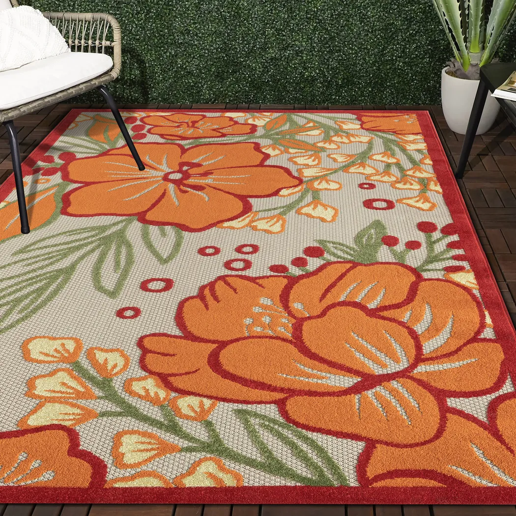 Brisside Gray/Multi 7'10 x 9'10 Indoor/Outdoor Rug - Thumbnail - Image 2
