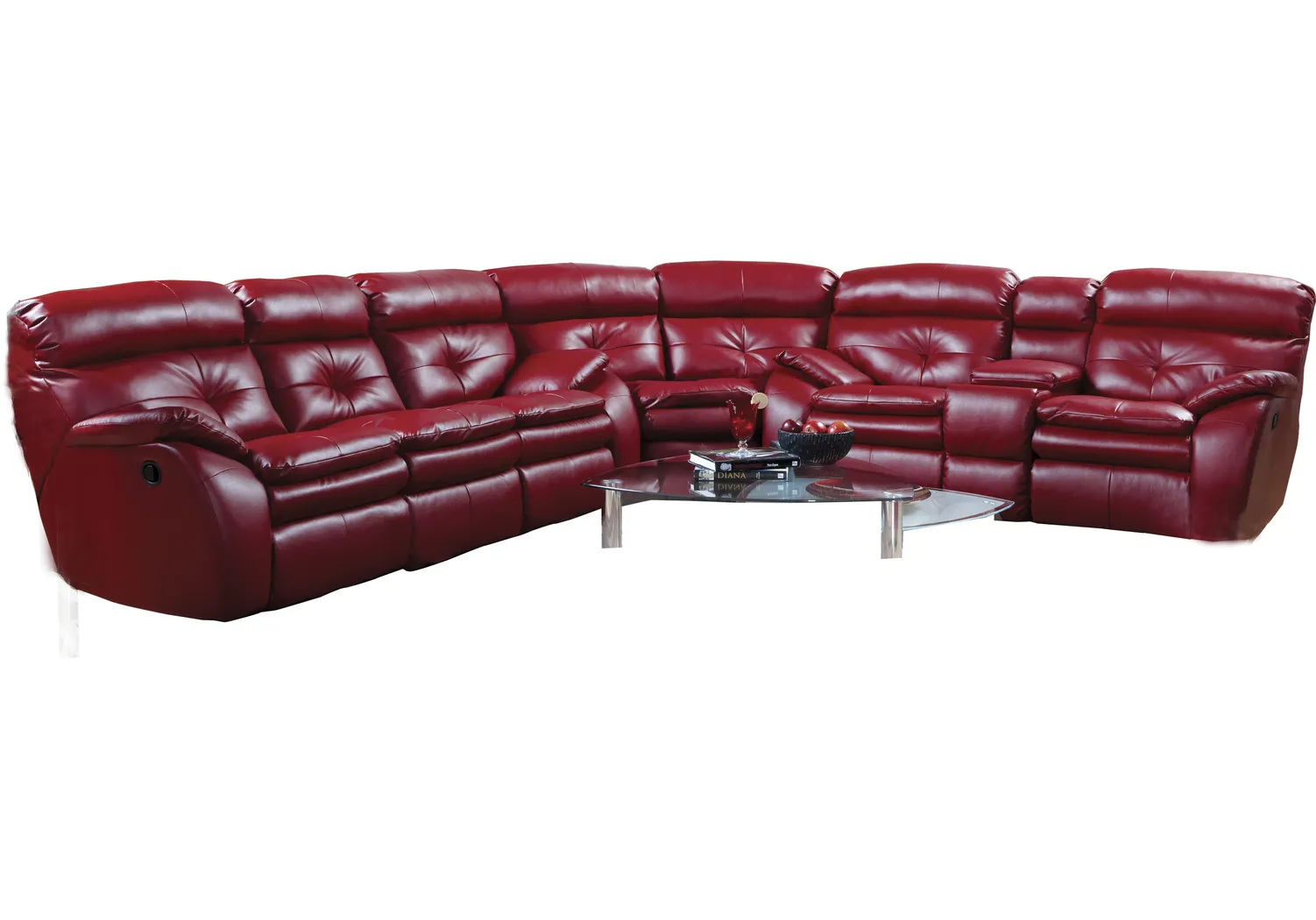 Bristol Bay Red Blended Leather 3 Pc Sectional - Thumbnail - Image 1