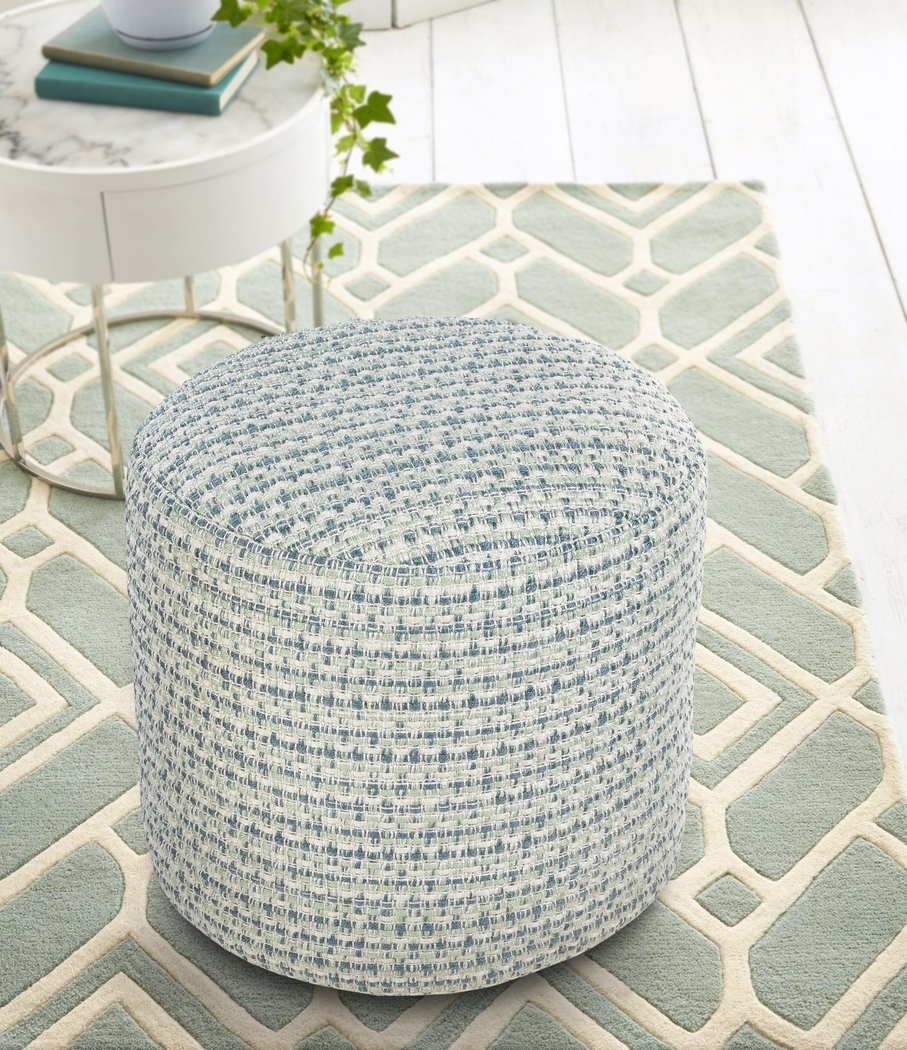 Briville Blue/Green Indoor/Outdoor Pouf - Thumbnail - Image 2
