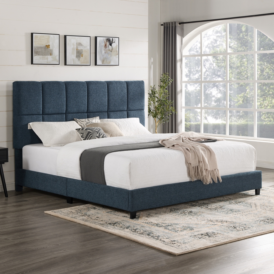 Briya Blue King Upholstered Bed - Thumbnail - Image 2