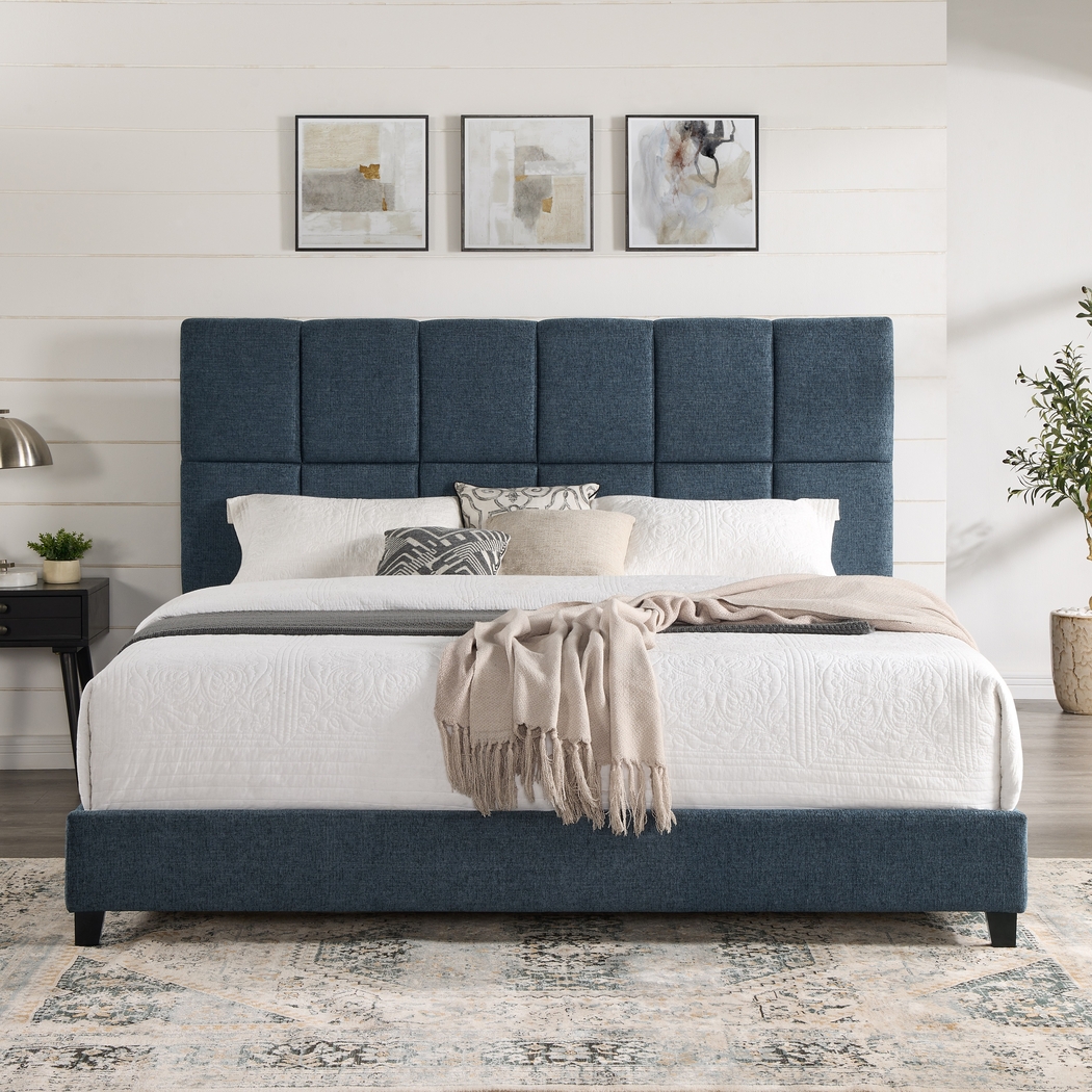 Briya Blue King Upholstered Bed - Thumbnail - Image 3
