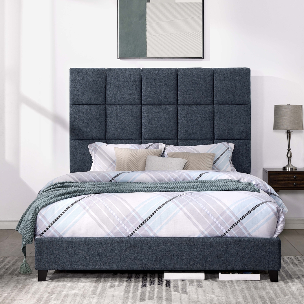 Briya Blue Queen Upholstered Bed - Thumbnail - Image 3